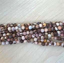 4 mm Stripe agat perler i brune nuancer - Du får en hel streng.
